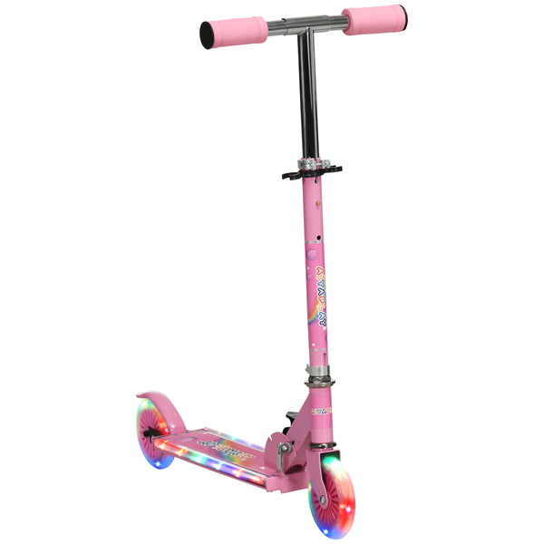 Trottinette 2 Roues Pliable pour Enfants Hauteur Réglable 63-76 cm Rose sconto