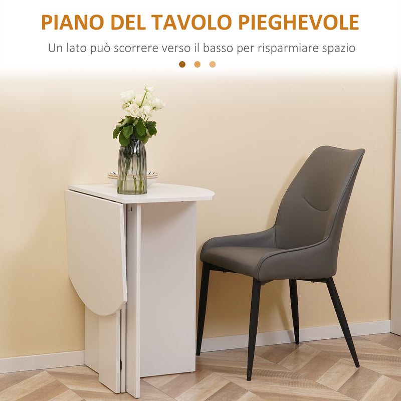Tavolo da Pranzo Pieghevole Salvaspazio 90x60x74 cm in Legno Bianco