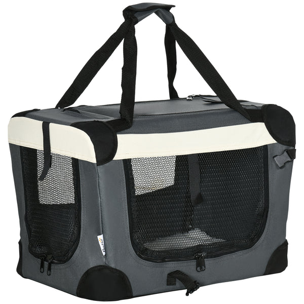 prezzo Sac de Transport Pliable pour Chiens et Chats 50,5x33,5x35 cm 3 Ouvertures et Coussin Gris