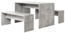 Set Tavolo Rettangolare + 2 Panche in Truciolato Fumer Bavera Cemento