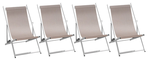 acquista Set de 4 Chaises Longues de Jardin 60x100x79 cm en Aluminium et Textilène Tortora