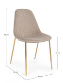 Set 4 Sedie 48x55x85 cm in Poliestere Effetto Velluto Tortora