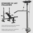 Panca Fitness 180x134x200 cm con Leg Press Squat Rack e Leg Extension in Acciaio e PU Nero e Argento      