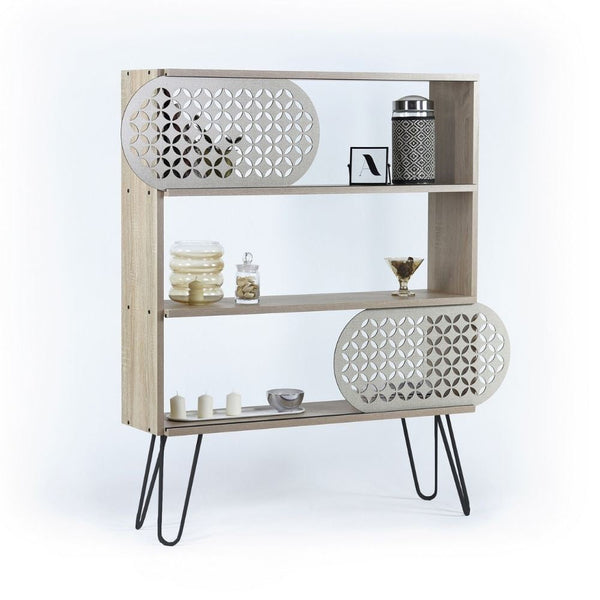 Bibliothèque Ilia avec 3 étagères en chêne noir 94x25x117 cm acquista