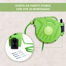 Rullo Avvolgitubo a Parete Portatile con Riavvolgimento Automatico 15 Metri 