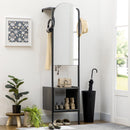 Appendiabiti a Muro con Specchio e Scarpiera  44x40x176 cm  in Acciaio e Legno Nero