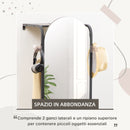 Appendiabiti a Muro con Specchio e Scarpiera  44x40x176 cm  in Acciaio e Legno Nero