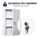 Armadietto Medicinali da Parete 40x18x60 cm 2 Chiavi in Acciaio Bianco