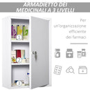 Armadietto Medicinali da Parete 40x18x60 cm 2 Chiavi in Acciaio Bianco