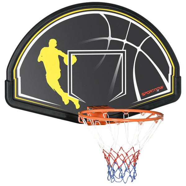 sconto Canestro Basket per Bambini e Adulti 110x90x70 cm  in Acciaio e PE Nero e Giallo