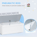 Cassapanca Portagiochi 60x30x50 cm con Leva a Gas in MDF e Legno di Pino Bianco e Grigio