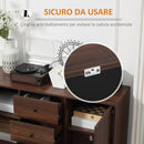 Credenza Moderna per Soggiorno 127x40x76 cm 2 Armadietti e 3 Cassetti in Truciolato e Legno Marrone