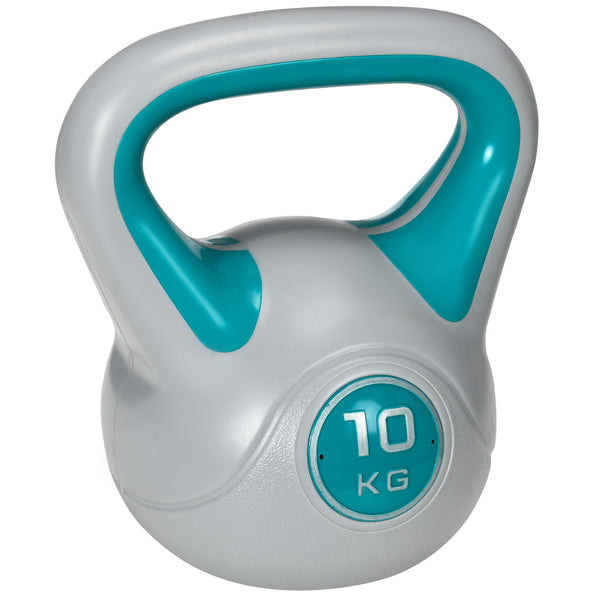 acquista Kettlebell per Allenamento 10 Kg Base Piatta e Impugnatura per Stacchi in PU e Sabbia Verde Scuro
