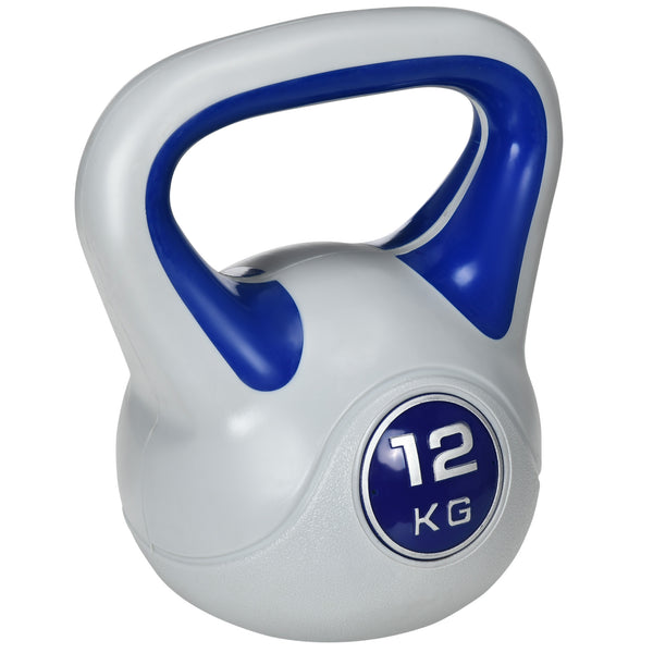 Kettlebell per Allenamento 12 Kg Base Piatta e Impugnatura per Stacchi in PU e Sabbia Blu online