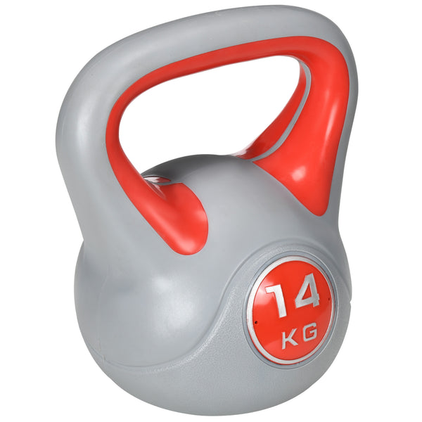 prezzo Kettlebell per Allenamento 14 Kg Base Piatta e Impugnatura per Stacchi in PU e Sabbia Rosso