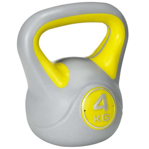 Kettlebell per Allenamento 4 Kg Base Piatta e Impugnatura per Stacchi in PU e Sabbia Giallo sconto