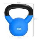 Kettlebell per Allenamento 8 Kg Base Piatta in Metallo e Neoprene Blu