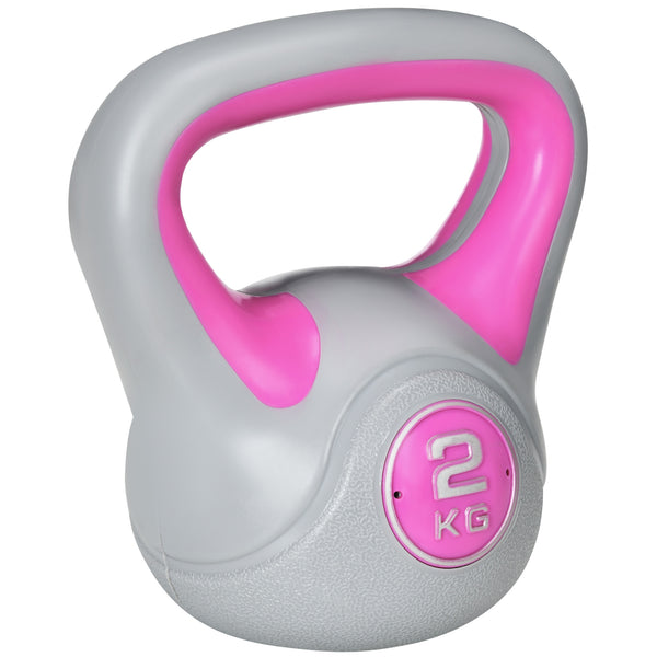 Kettlebell per Allenamento 2 Kg Base Piatta e Impugnatura per Stacchi in PU e Sabbia Rosa acquista