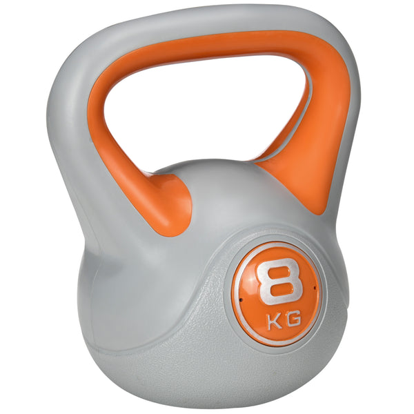Kettlebell per Allenamento 8 Kg Base Piatta e Impugnatura per Stacchi in PU e Sabbia Arancione sconto