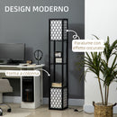 Lampada da Terra a Colonna 26x26x156 cm con 2 Ripiani in MDF e Plastica Nera