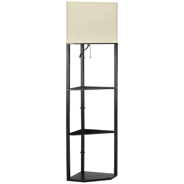 online Lampada da Terra Angolare 50x37x159 cm con Ripiani e Paralume in Tessuto Nero