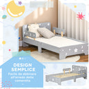 Struttura Letto Singolo per Bambini 143x76x49 cm con Motivi a Stelle e Luna in Pannelli di MDF e Truciolato Grigio