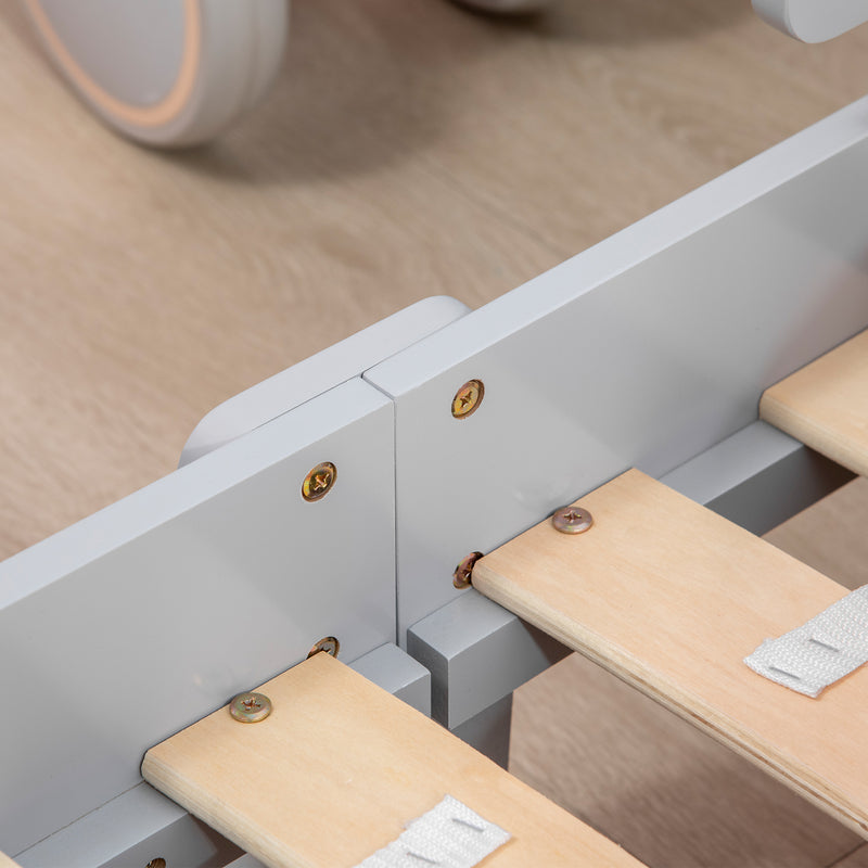 Struttura Letto Singolo per Bambini 143x76x49 cm con Motivi a Stelle e Luna in Pannelli di MDF e Truciolato Grigio