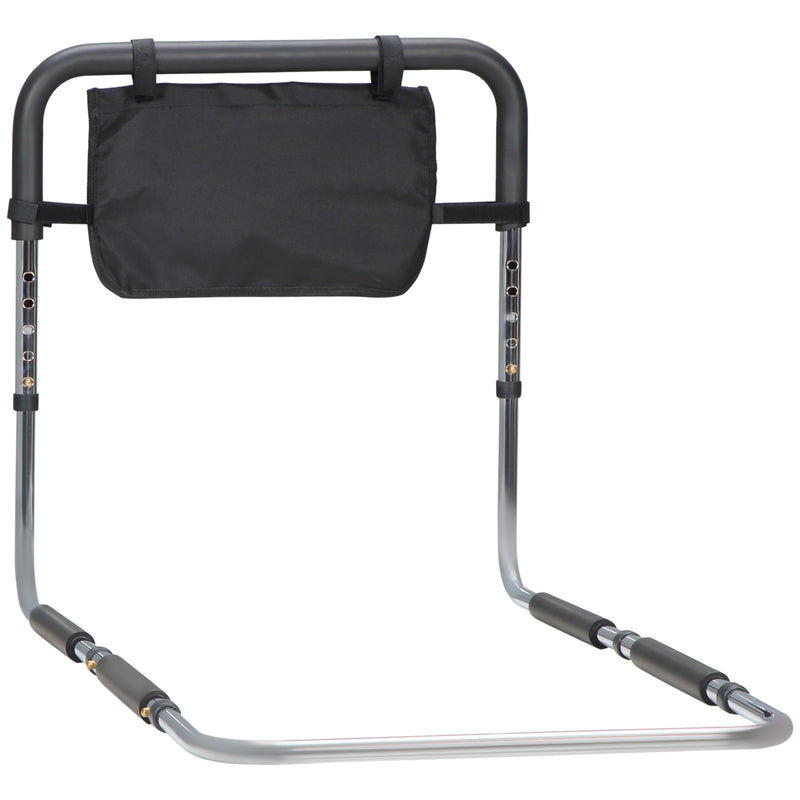 Maniglia Letto per Anziani 87x51,5 cm Larghezza e Altezza Regolabile in Acciaio Argento