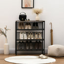 Scarpiera da Ingresso 9 Paia di Scarpe 70x26x89 cm 3 Ripiani e Piano d'Appoggio in Acciaio e Truciolato Nero