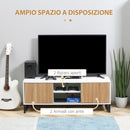 Mobile TV Fino a 50" 120x39,5x45 cm  in Truciolato e Acciaio Bianco e Colore Legno