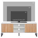 Mobile TV Fino a 50" 120x39,5x45 cm  in Truciolato e Acciaio Bianco e Colore Legno