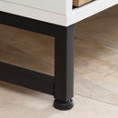 Mobile TV Fino a 50" 120x39,5x45 cm  in Truciolato e Acciaio Bianco e Colore Legno