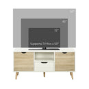 Mobile TV Fino a 55" 110x40x50 cm con Cassetti Ripiani Aperti e Armadietti in Truciolato Bianco e Colore Legno