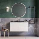 Mobile bagno sospeso 80 cm Bianco lavabo nero opaco Seattle Senza Specchio Bonussi