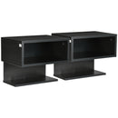 Set 2 Scaffali a Parete 40x29,5x33,5 cm con Ripiano Aperto e Piano d'Appoggio in MDF Nero