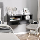 Set 2 Scaffali a Parete 40x29,5x33,5 cm con Ripiano Aperto e Piano d'Appoggio in MDF Nero