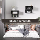 Set 2 Scaffali a Parete 40x29,5x33,5 cm con Ripiano Aperto e Piano d'Appoggio in MDF Nero