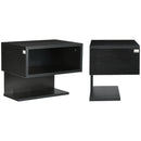 Set 2 Scaffali a Parete 40x29,5x33,5 cm con Ripiano Aperto e Piano d'Appoggio in MDF Nero