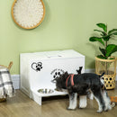 Set 3 Ciotole per Cani 500 ml 57x53x37,5 cm  in MDF e Acciaio Inox Bianco