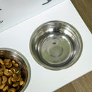 Set 3 Ciotole per Cani 500 ml 57x53x37,5 cm  in MDF e Acciaio Inox Bianco