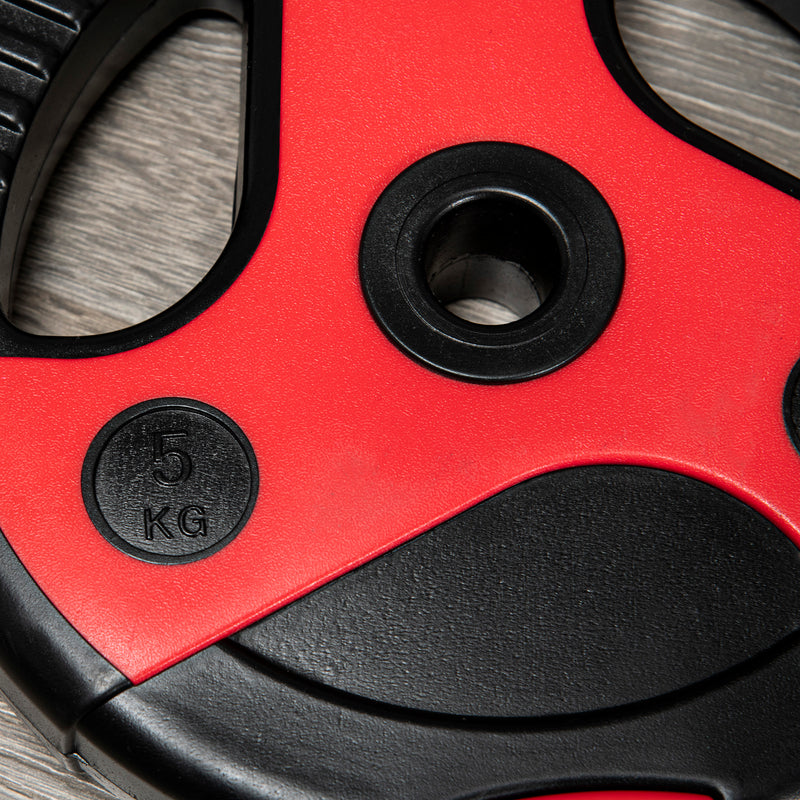 Set Bilanciere Ø17x140 cm con Dischi da 20 kg Totali Impugnatura in PU Antiscivolo Nero e Rosso