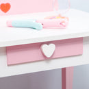 Specchiera Giocattolo per Bambini 50x36,5x89,5 cm con Sgabello in MDF Bianco e Rosa