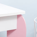 Specchiera Giocattolo per Bambini 50x36,5x89,5 cm con Sgabello in MDF Bianco e Rosa