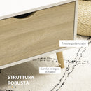 Tavolino da Caffè  106x58x39,5 cm 1 Cassetto e Ripiano in Truciolato Bianco e Legno