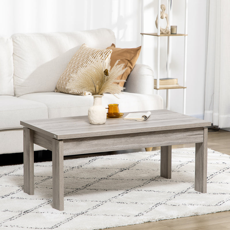 Tavolino da Caffè  100x55x45 cm con Piano Rettangolare e 4 Gambe in Truciolato Grigio