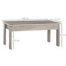 Tavolino da Caffè  100x55x45 cm con Piano Rettangolare e 4 Gambe in Truciolato Grigio