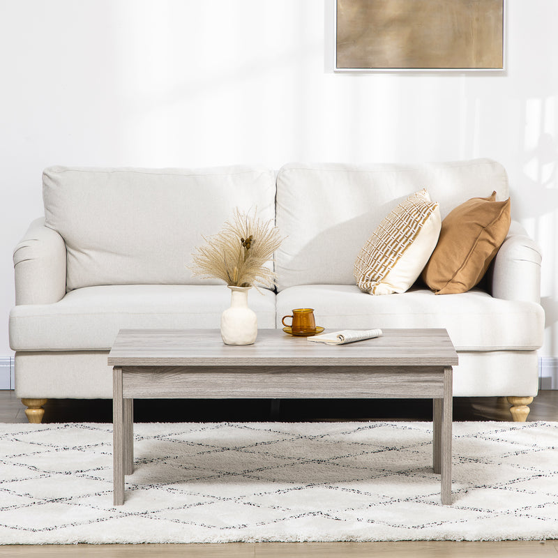 Tavolino da Caffè  100x55x45 cm con Piano Rettangolare e 4 Gambe in Truciolato Grigio