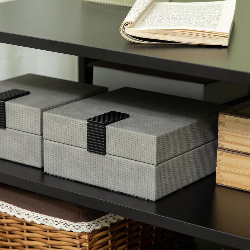 Tavolino da Caffè Asimmetrico 60x60x45 cm con Ripiani e Piedini Regolabili in Legno Nero