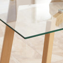 Tavolo Rettangolare 150x75x76 cm Max 6 Persone in Acciaio con Piano in Vetro Temperato