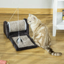 Tiragraffi per Gatti in Truciolato 44x24x16 cm con Gioco di Piume in Truciolato Peluche e Sisal Grigio